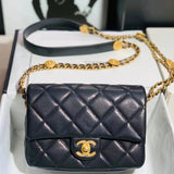 Chanel Women's Bag Top version 【Original Leather】22A New Gold Coin Square Fat Big miniCF Gold Coin Bag Caviar Cowhide Chain Flap Bag Crossbody Bag Shoulder Bag17cm22cm Chain Bag