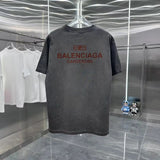 Balenciaga T-shirt Front and Rear Pair B Letter Printing logo round Neck Short Sleeve25ss New Pure Cotton Unisex Style T T-shirt OS Loose Fit Base Shirt Top Half Sleeve T-Shirt