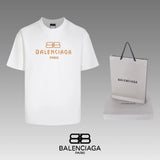 Balenciaga T-shirt Double-breasted B Letter Printing logo round Neck Short Sleeve25ss New Pure Cotton Unisex Style T T-shirt OS Loose Fit Base Shirt Half Sleeve T-Shirt Top Half Sleeve