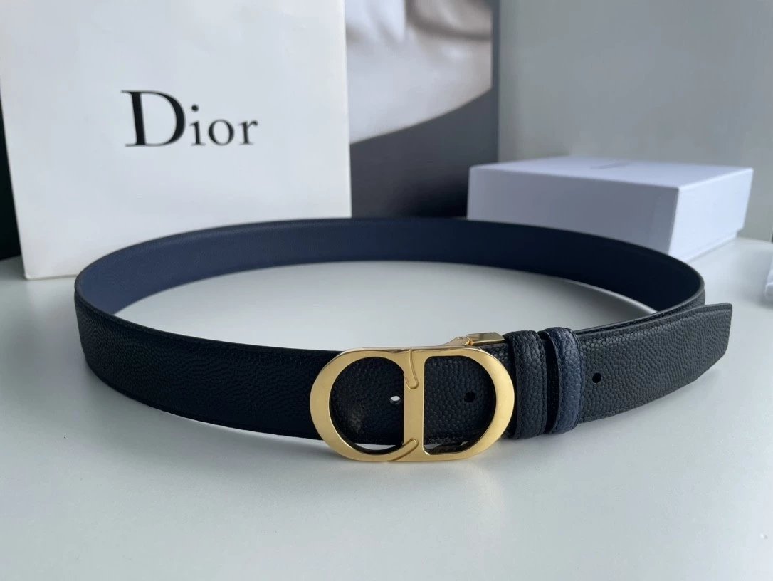 Dior Belt Top version Original Order Belt Genuine Cattlehide Leather Surface Belt Men's Leather Belt Double-Sided Head Layer Cowhide Universal Business Man's Belt Men's and Women's Business Casual Belt Belt Men's High-End Belt3.5