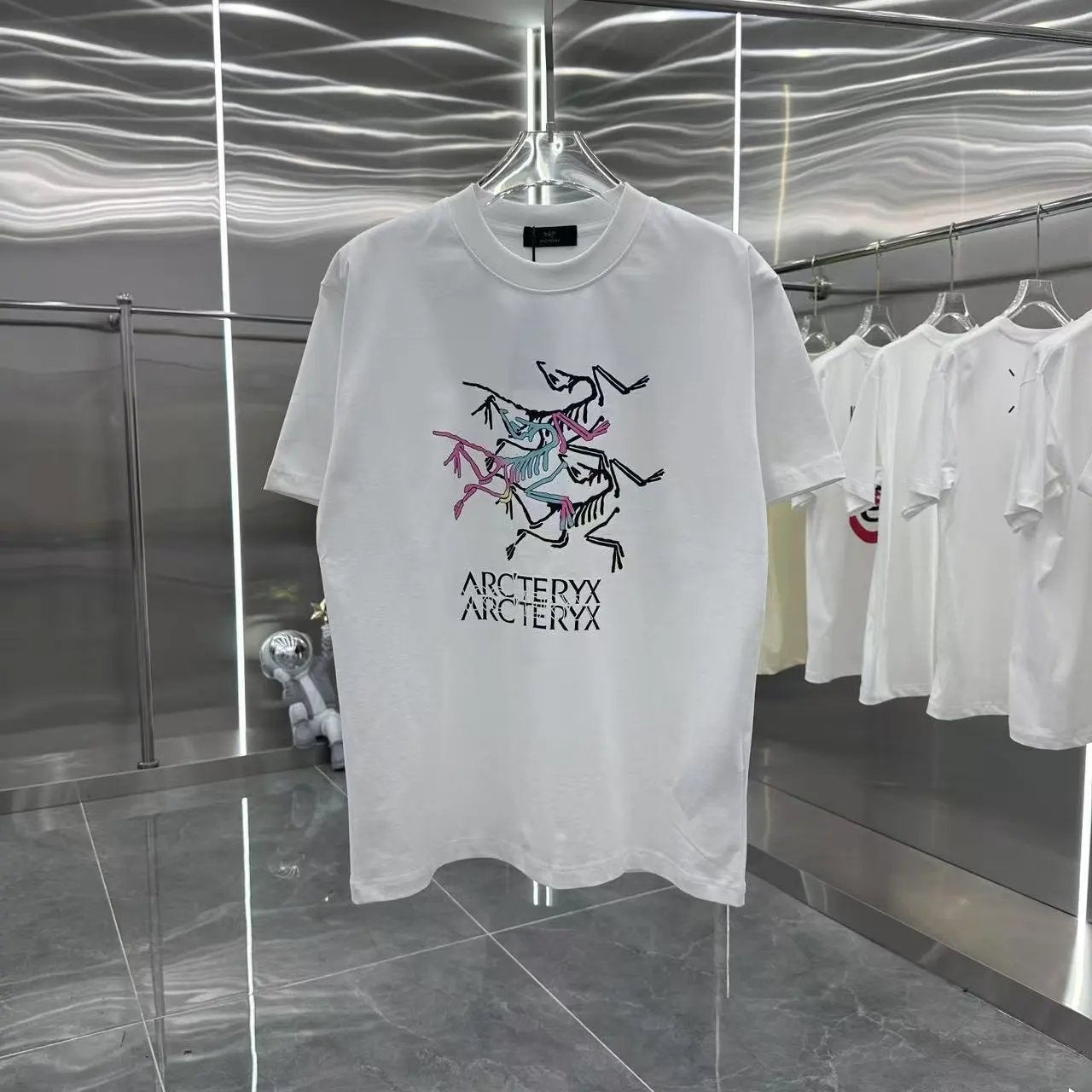 Arc'teryx T-shirt Colorful Three Birds Pattern Print on the Chest logo round Neck Short Sleeve25ss New Pure Cotton Unisex Style T T-shirt OS Loose Fit Base Shirt Half Sleeve T-Shirt Top Half Sleeve