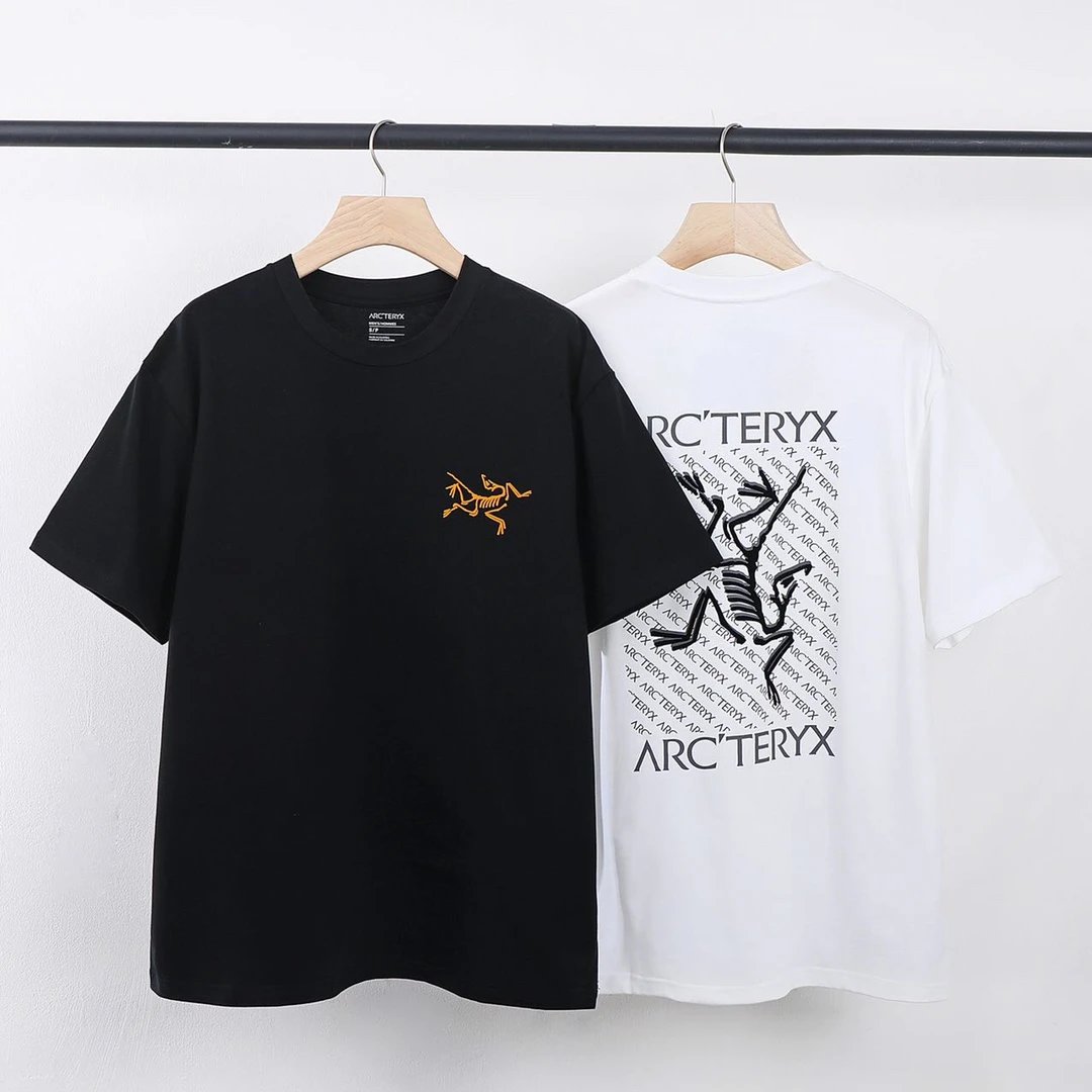 Arc'teryx T-shirt Chest Skeleton Embroidery logo round Neck Short Sleeve25ss New Pure Cotton Unisex Style T T-shirt OS Loose Fit Base Shirt Half Sleeve T-Shirt Top Half Sleeve