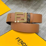 FENDI Belt Top version Double F Buckle Belt Imported from Italy Cowhide Leather Pure Original Leather Men's Business Belt Smooth Buckle