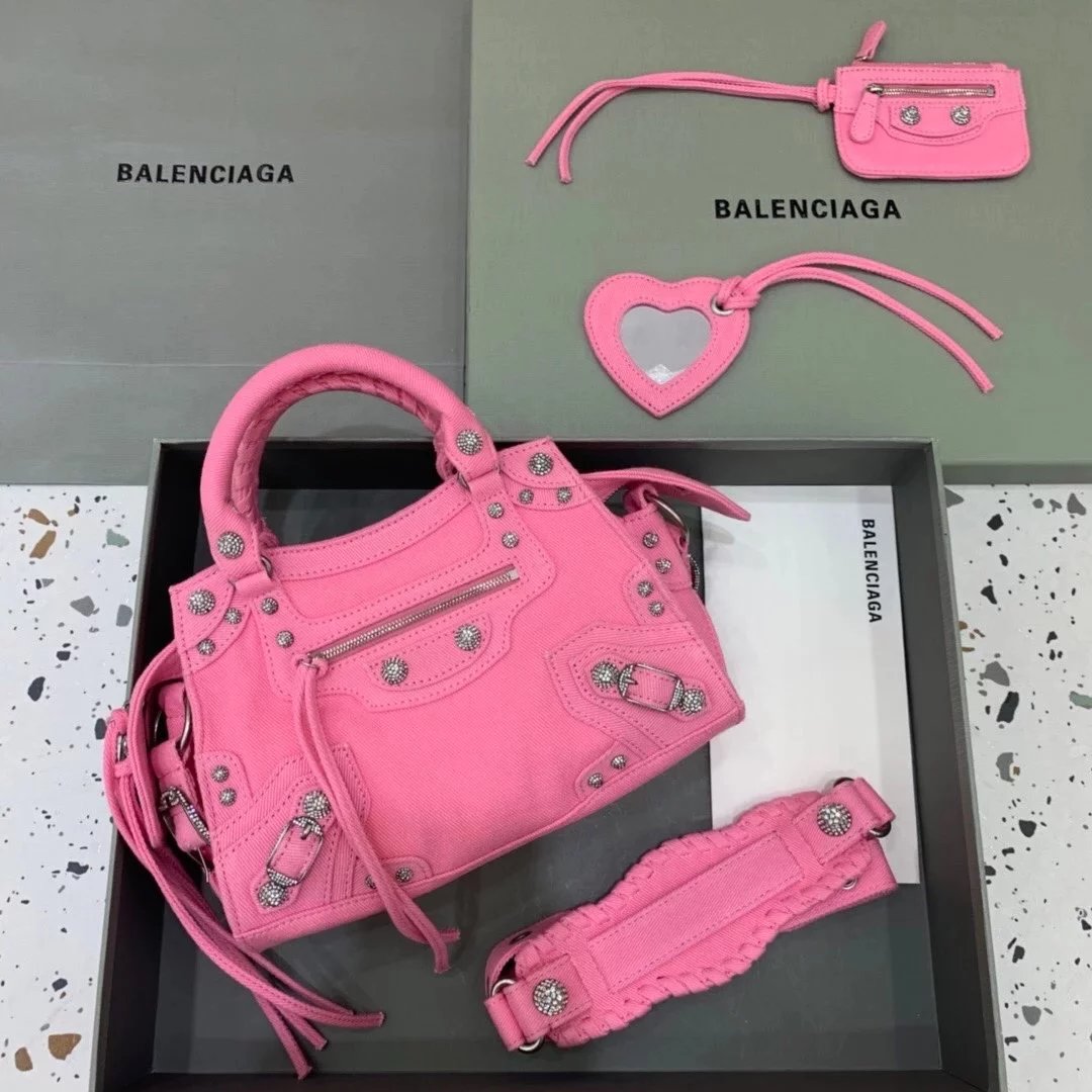 Balenciaga Bag Top version 【High Version Surrogate Shopping】2022New Latest Neocagole Motorcycle Bag Oil Wax Leather Genuine Leather Bag Backpack Shoulder Bag Crossbody Bag Rivet Diamond Motorcycle Bag Handbag Tote Bag