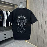Chrome Hearts T-shirt Back with Sanskrit Letter Embroidery logo round Neck Short Sleeve25ss New Pure Cotton Unisex Style T Casual T-Shirt Base Layer Shirt OS Loose Fit Half Sleeve Top Plus Size