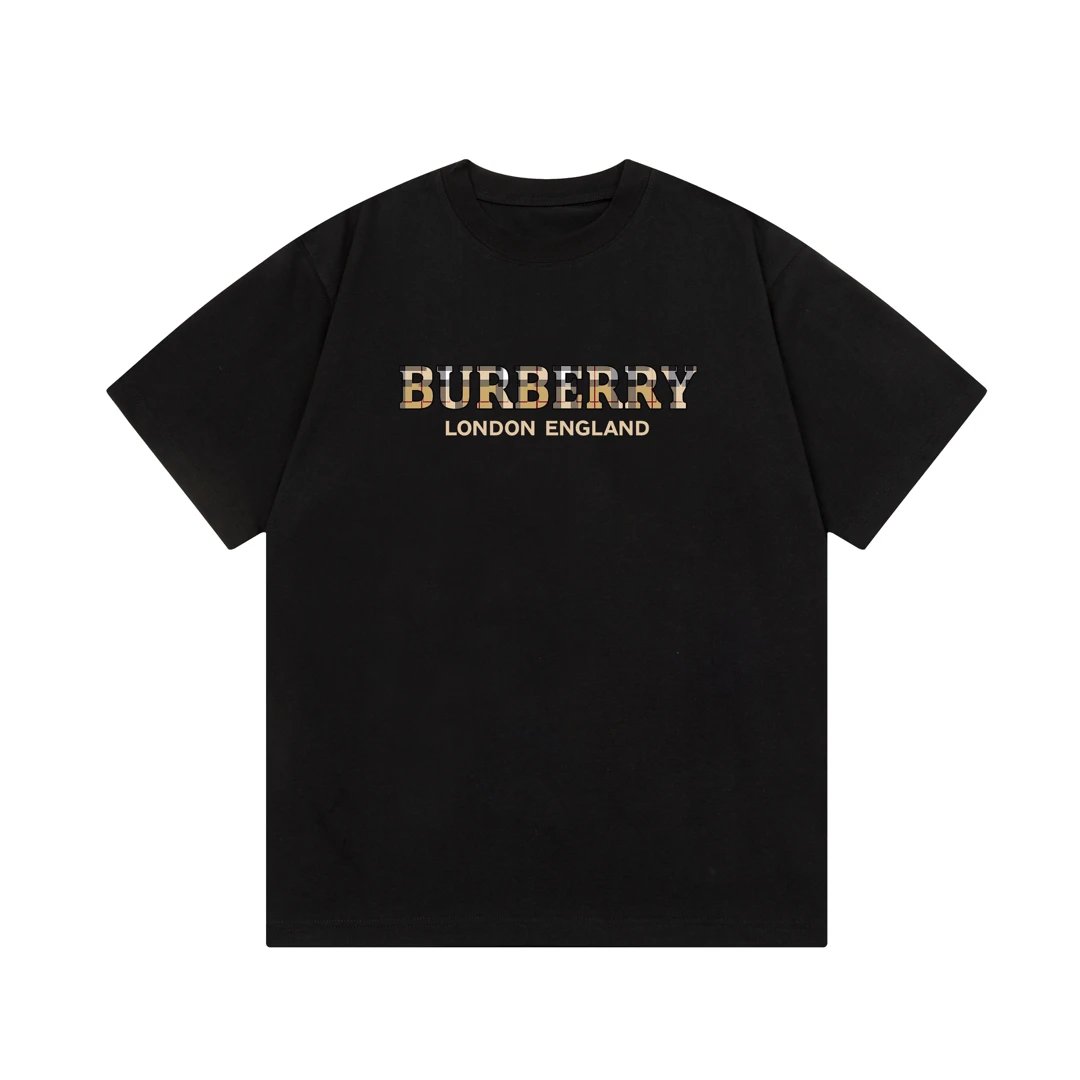 Burberry T-shirt Chest Plaid Print logo round Neck Short Sleeve25ss New Pure Cotton Unisex Style T T-shirt OS Loose Fit Base Shirt Top Half Sleeve T-Shirt
