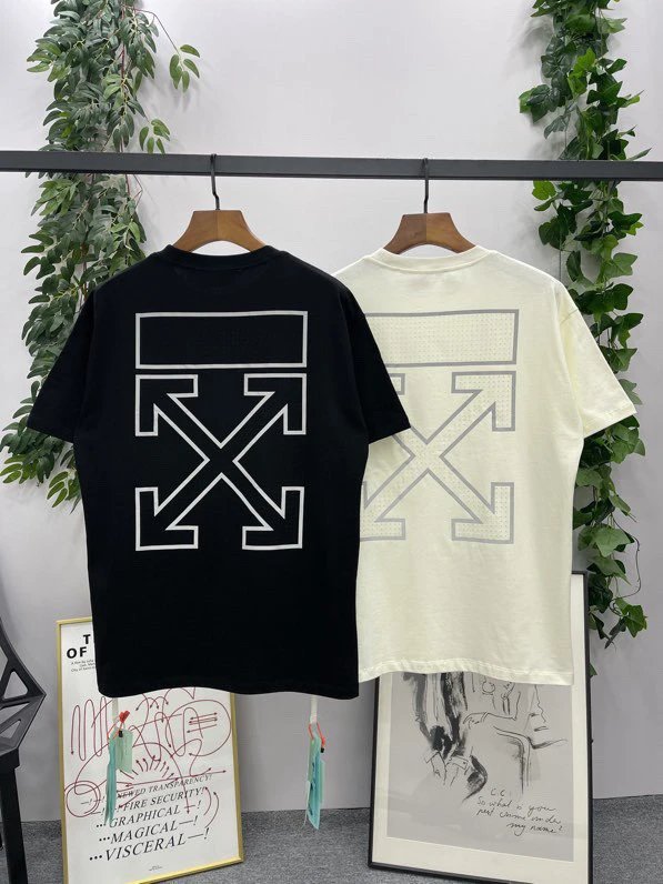 OFF-White T-shirt Top Version Counter Same Style Cotton Short Sleeve T T-shirt Men's and Women's Loose Summer Base Casual Half Sleeve