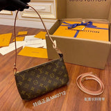Louis Vuitton LV Women's Bag Top version Mid-Ancient Presbyopic Mahjong Bag Zipper Style Small Shoulder Bag Underarm Bag Coin Purse Hand Bag Handbag Shoulder Bag Messenger Bag Women's Bag Women's Bag M40712M82766M80349M58009New Purple Printing Matcha Gree