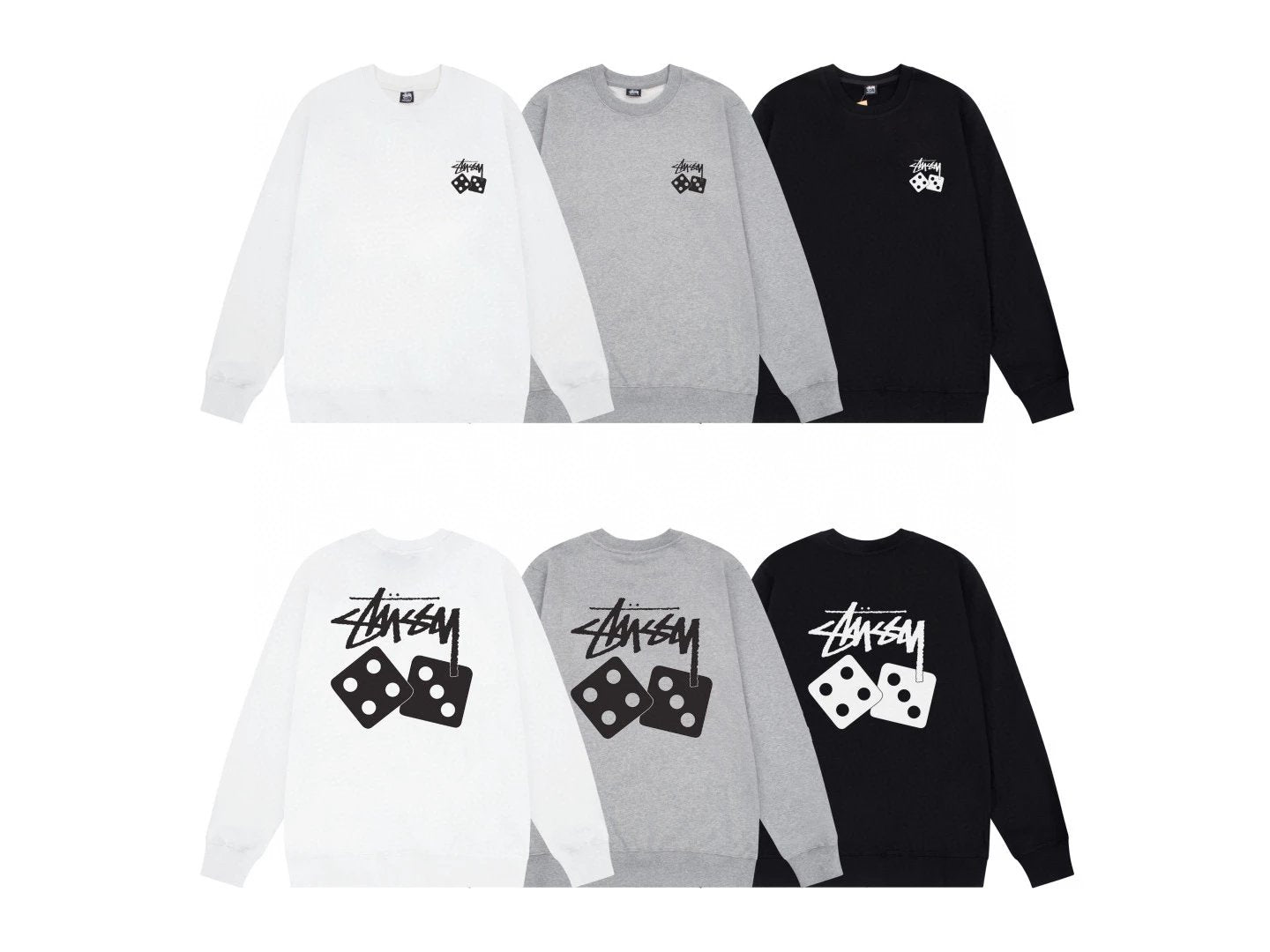 Stussy Hoodie Top Version Classic Dice Series round Neck Sweater Baby Boy and Girl Summer New