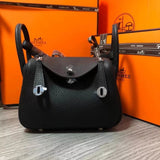 Hermes men's bag Top version 【H Handmade】2020Imported Calfskin Pure Hand Lindy Bag Doctor Bag Shoulder Handbag Medical Box Minilindy19cm26cm Women's Bag