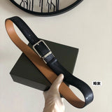Berluti Belt Top version Original Single Men's New High-End Double-Sided Belt Waist Belt Pure Steel Rotating Pin Buckle Buckle Double-Sided Two-Color Totem Carving Carved Genuine Leather35mm Full Package Belt Men