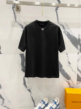Louis Vuitton LV T-shirt Minimalist Round Neck Small Round Letter LOGO Embroidered Logo Crew Neck Short Sleeve Pure Cotton Unisex T T-shirt OS Loose Fit Casual T-Shirt