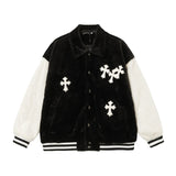 Chrome Hearts Jackets Rabbit Mink Embroidered Leather Baseball Jacket Men and Women Same Autumn and Winter New Loose Sports and Leisure All-Matching