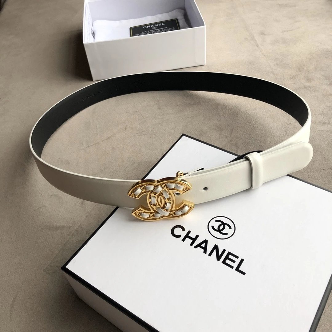 Chanel Belt Top version 【Special Cabinet Full Package】.Cow Leather Belt Silver Metal and Rhinestone.Width3.0mm Female Boutique Belt Female Boutique Belt Fashion Expert Elegant and Generous Business Casual Belt Belt Belt Women's Belt Women