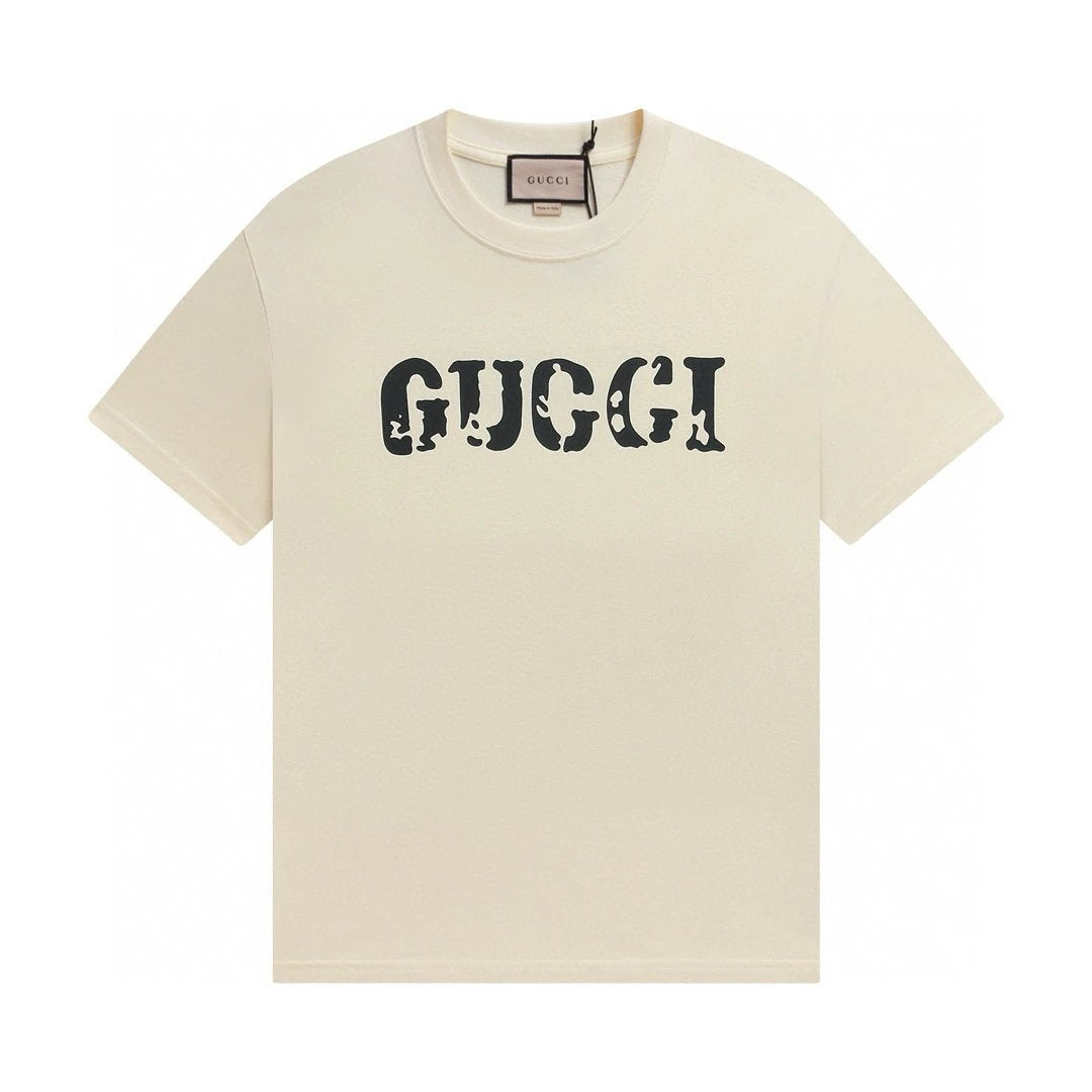 Gucci T-shirt Front and Rear Letter Printing logo round Neck Short Sleeve25ss New Pure Cotton Unisex Style T T-shirt OS Loose Fit Base Shirt Top Half Sleeve T-Shirt