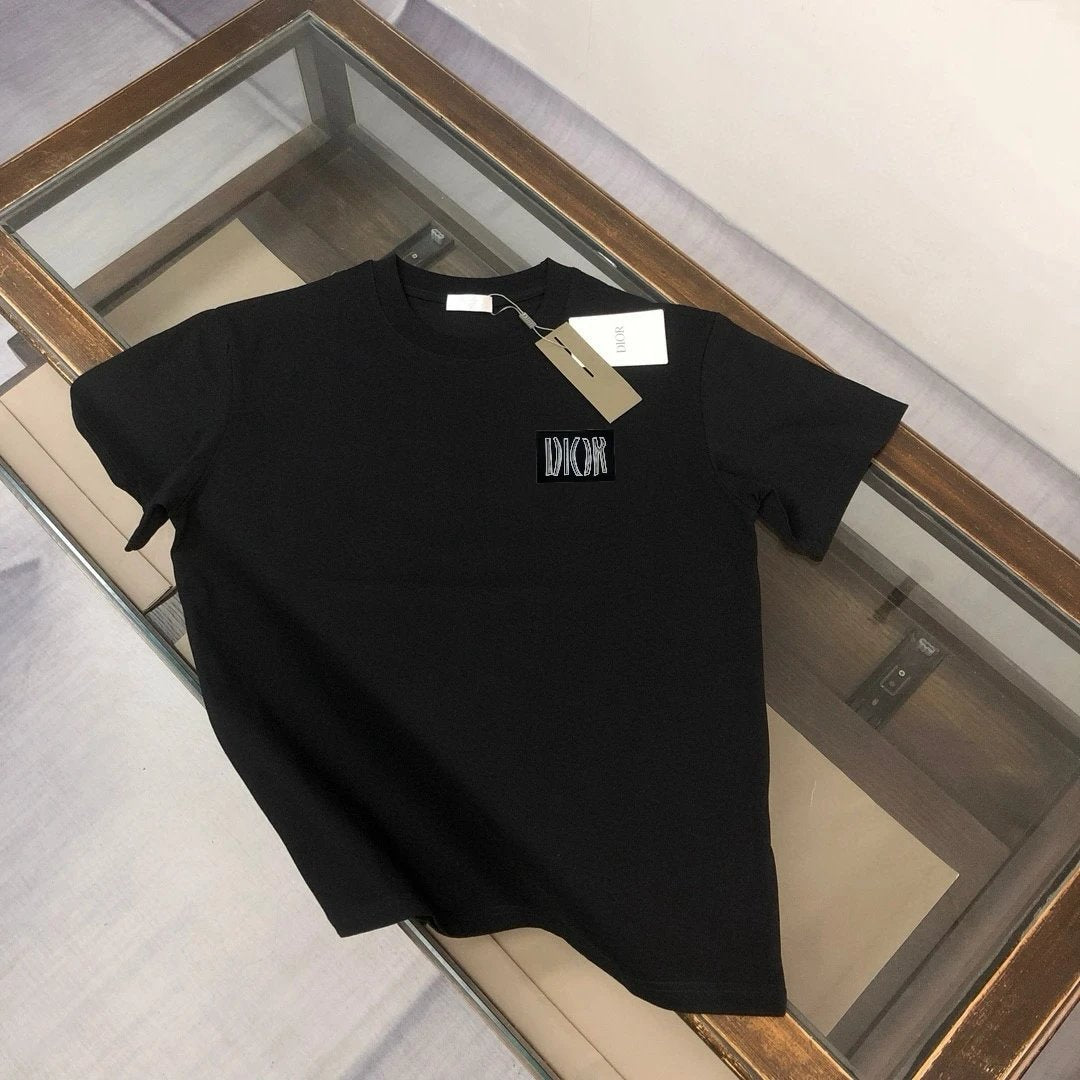 Dior T-shirt Unique Shape Letter Print on the Chest logo round Neck Short Sleeve25ss New Pure Cotton Unisex Style T Casual T-Shirt Base Layer Shirt OS Loose Fit Half Sleeve Top Plus Size