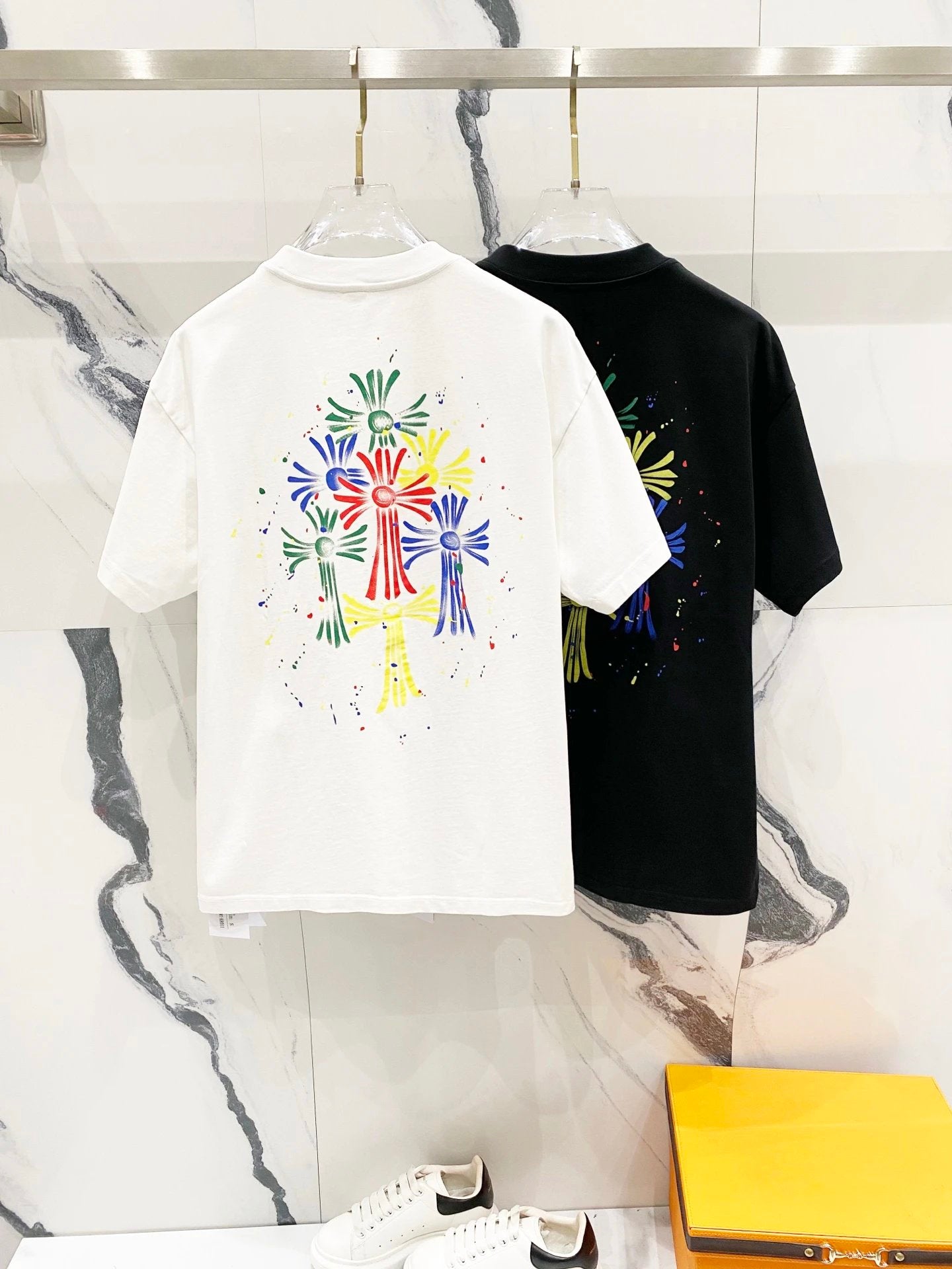 Chrome Hearts T-shirt Colorful Print logo round Neck Short Sleeve25ss New Pure Cotton Unisex Style T T-shirt OS Loose Fit Base Shirt Top Half Sleeve T-Shirt