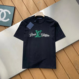 Louis Vuitton LV T-shirt Chest Letter Patch Embroidery logo round Neck Short Sleeve25ss New Pure Cotton Unisex Style T T-shirt OS Loose Fit Base Shirt Half Sleeve T-Shirt Top Half Sleeve