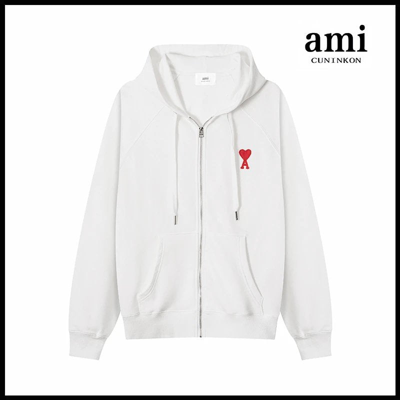 Ami Hoodie Ami Hoodie Couple Suit Classic Love Cotton Loose round Neck Raglan Hooded Sweater Leisure Tappered Trousers-CY