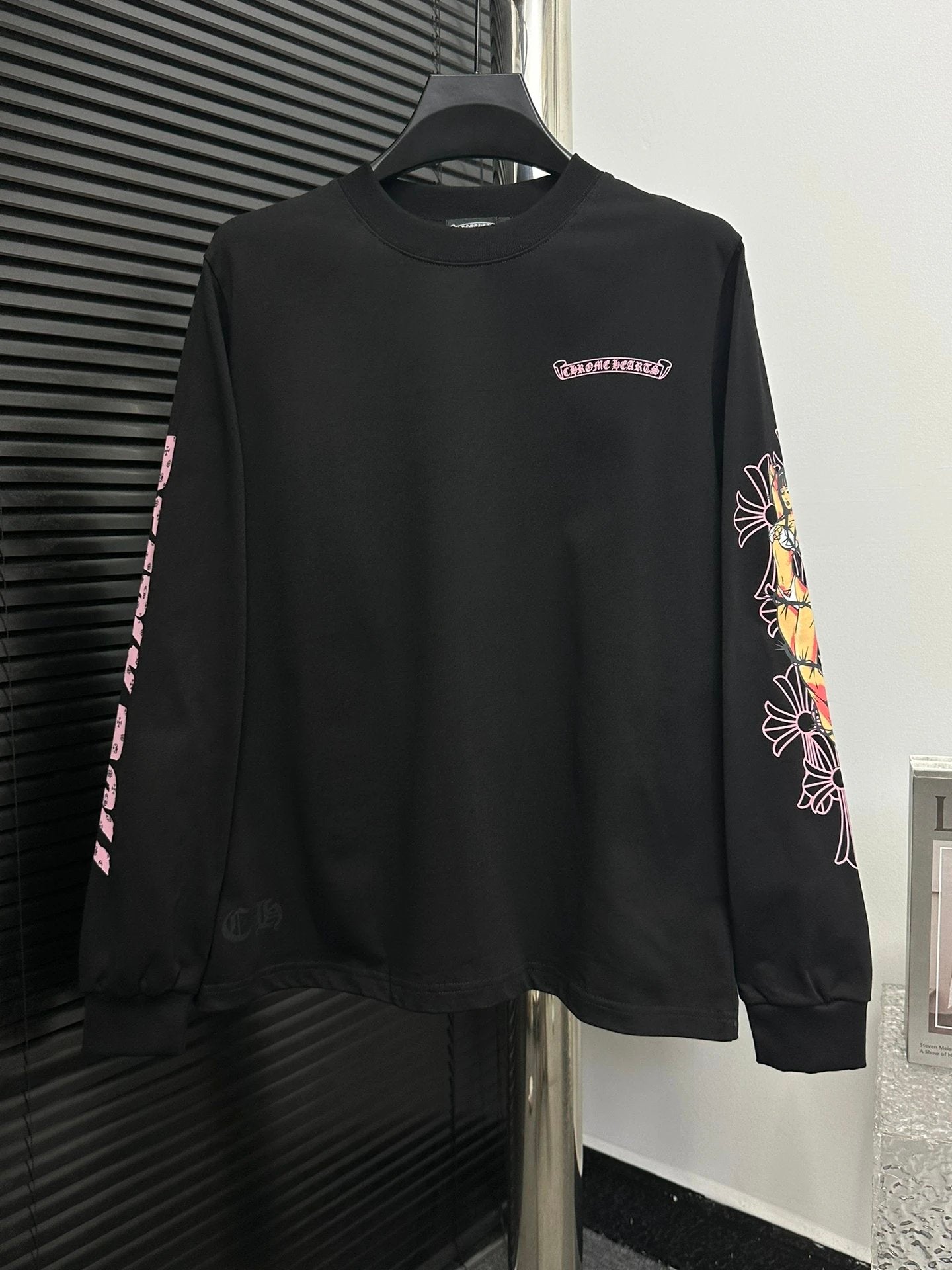 Chrome Hearts Hoodie Arm Print logo Round Neck Sweatshirt Jacket OS Loose Fit Pullover Long Sleeve Unisex Base Shirt Sports Casual Top