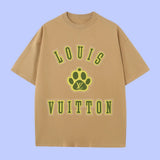 Louis Vuitton LV T-shirt Cat paw print on the chest logo round Neck Short Sleeve25ss New Pure Cotton Unisex Style T Casual T-Shirt Base Layer Shirt OS Loose Fit Half Sleeve Top Plus Size