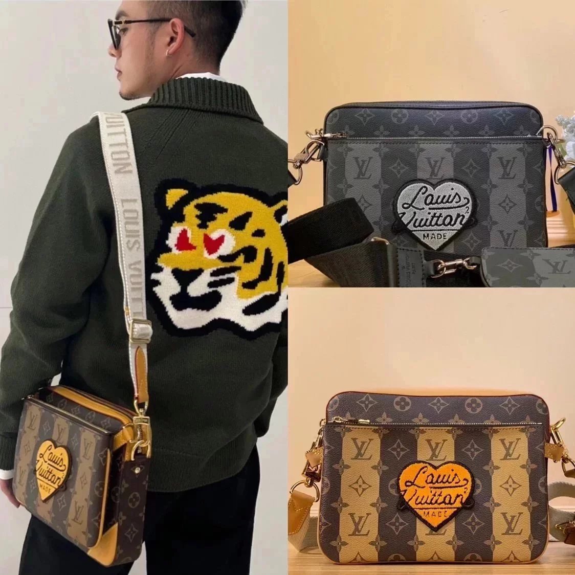 Louis Vuitton LV Men's Bag Top version Original Leather【Exclusive Real Shot M45965】NIGO Joint Capsule Series TRIO Three-in-One Messenger Bag Men's Shoulder Bag Messenger Bag Mahjong Bag Men's and Women's Bags Waist Bag Sholder Bag Fashion Casual Bags Men'