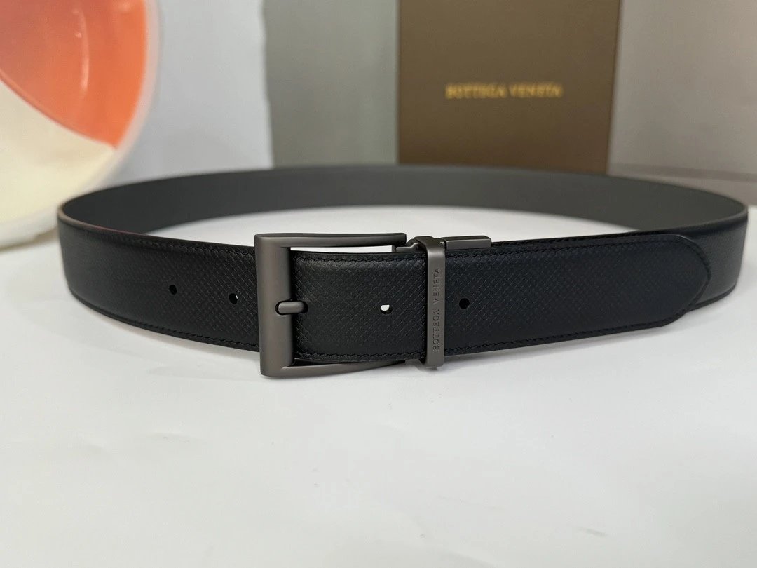 Bottega Veneta Belt 【Counter Original Customization】Original Order Men's Belt Width3.5cm SF Free Shipping Genuine Goods Quality Counter Full Set of Packaging Boutique Square Pin Buckle Selected First Layer Calf Skin Counter New Woven Handmade Woven with F