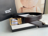 Montblanc Belt Top version 【Original Factory】Men's Leather Belt Width3.5cm Quality Full Set Packaging Original Imported Double-Sided Head Layer Cowhide 100% Original Pure Brass Buckle Dual-Use Fashion Elegant Boys Belt M Home New Custom Latest Hot
