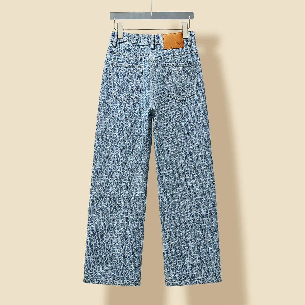 Dior Jeans Letter Logo Jacquard Denim Pants Enzyme Washed Women's Versatile Casual