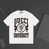 Gucci T-shirt Large Letter Print on the Chest logo round Neck Short Sleeve25ss New Pure Cotton Unisex Style T T-shirt OS Loose Fit Base Shirt Top Half Sleeve T-Shirt