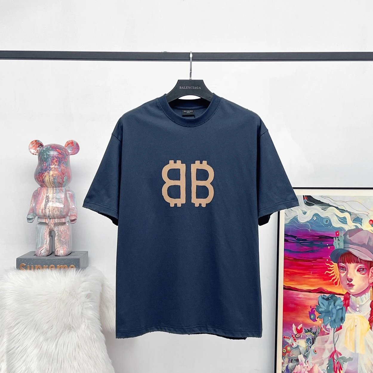 Balenciaga T-shirt Double B Direct Injection Printing logo round Neck Short Sleeve25ss New pure cotton T Unisex T-Shirt OS Loose Fit Base Shirt Top T-Shirt Short Sleeve