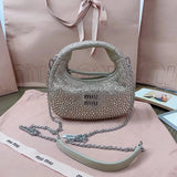 Miu Miu Bag Top version 【Original Quality】2024New Mini MiuWander Lamb Wool Handbag hobo Bag M Home New Mini Crystal Bag Rhinestone Bag Diamond hobo Handbag Selenodont Bag Hobos Dumpling Bag5BP078