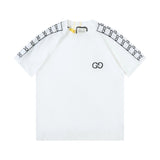 Gucci T-shirt Double Shoulder Jacquard logo round Neck Short Sleeve25ss New pure cotton T Unisex T-Shirt OS Loose Fit Base Shirt Top Half Sleeve T-Shirt