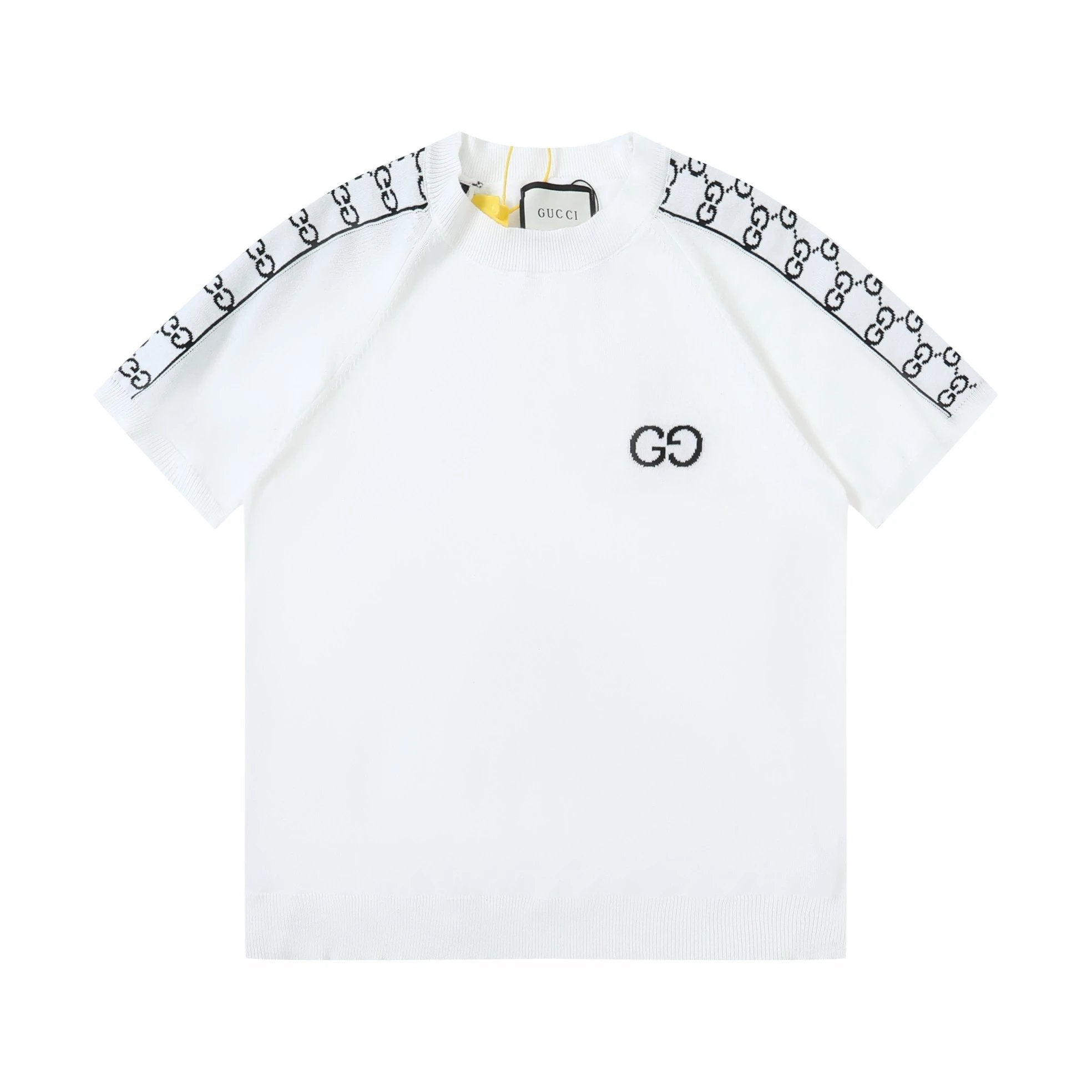 Gucci T-shirt Double Shoulder Jacquard logo round Neck Short Sleeve25ss New pure cotton T Unisex T-Shirt OS Loose Fit Base Shirt Top Half Sleeve T-Shirt