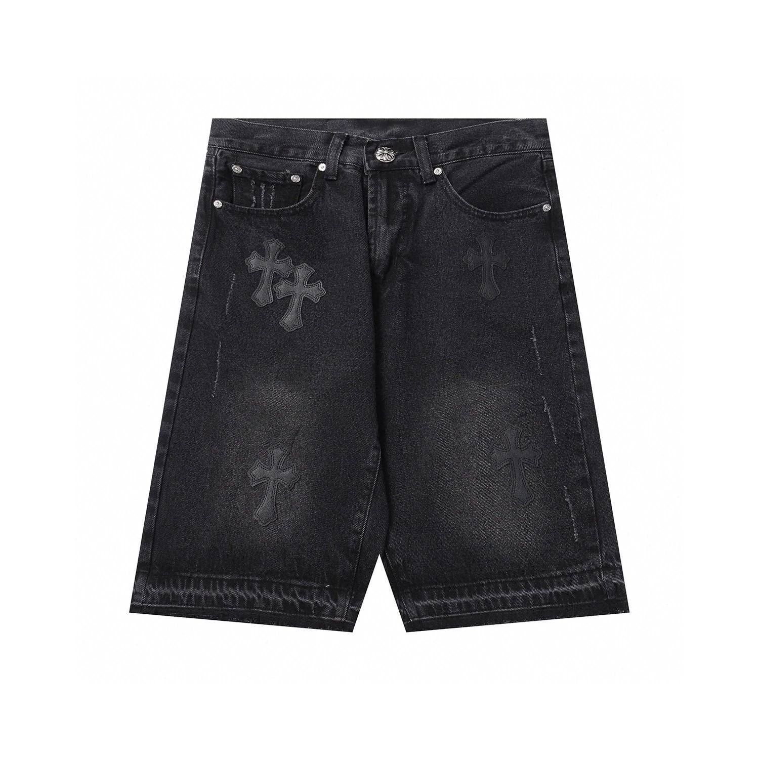 Chrome Hearts Shorts Top Version New Men's and Women's Same Style Denim Shorts Pants Summer Fashion