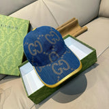 Gucci Hat Big Pair Glogo Baseball Cap Sunshade Sun Protection Duckbill Cap Unisex Couple Style Large Head Circumference Slimming Face Curved Brim Versatile Sports Hat