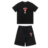 Trapstar T-shirt Summer Gradient Letters White and Blue Towel Embroidery Short Sleeve T T-shirt Shorts Men's Couple Casual Suit-CY