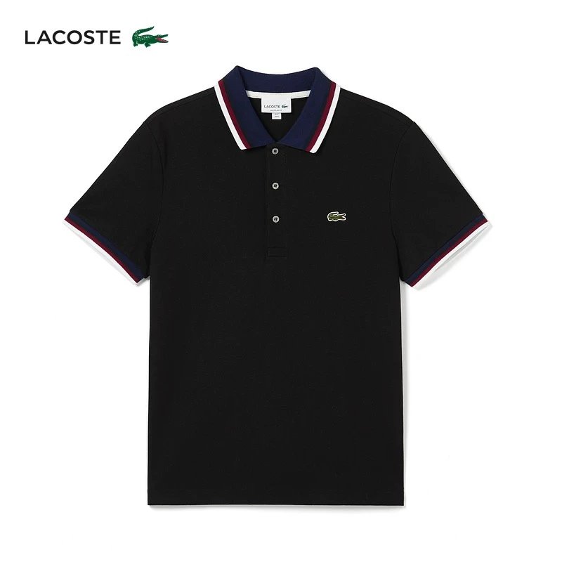 Lacoste T-shirtTop Version Men's Summer Fashion Colorblock Shoulder Short Sleeve Lapel POLO Shirt