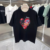 Amiri T-shirt Heart Cartoon Pattern Print on Chest logo round Neck Short Sleeve25ss New Pure Cotton Unisex Style T T-shirt OS Loose Fit Base Shirt Half Sleeve T-Shirt Top Half Sleeve