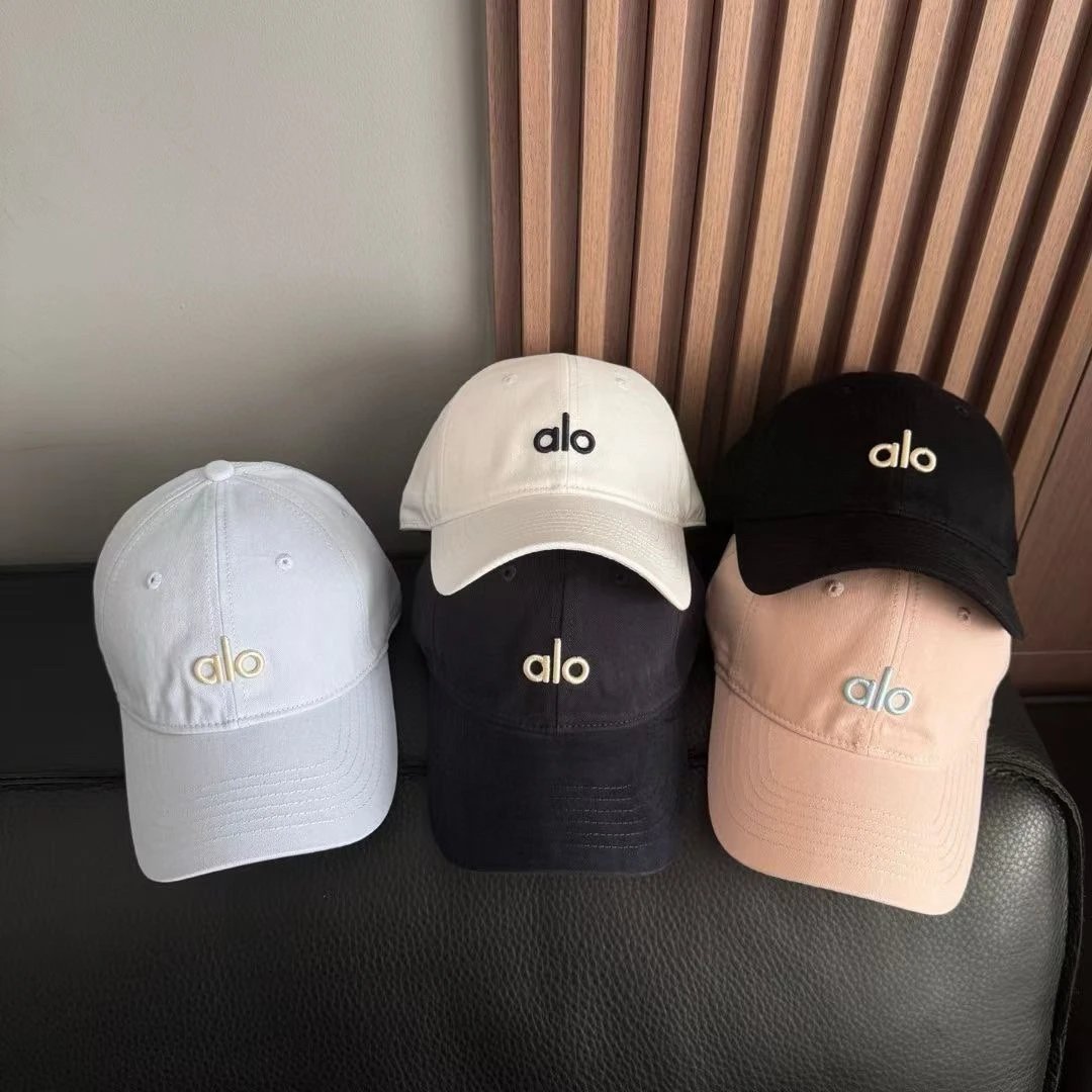 Alo Yoga Hat Letter Embroidery logo Baseball Cap Sun Protection Visor Cap Large Head Circumference Versatile Sports Hat Slimming Face Curved Brim Unisex Couple Style
