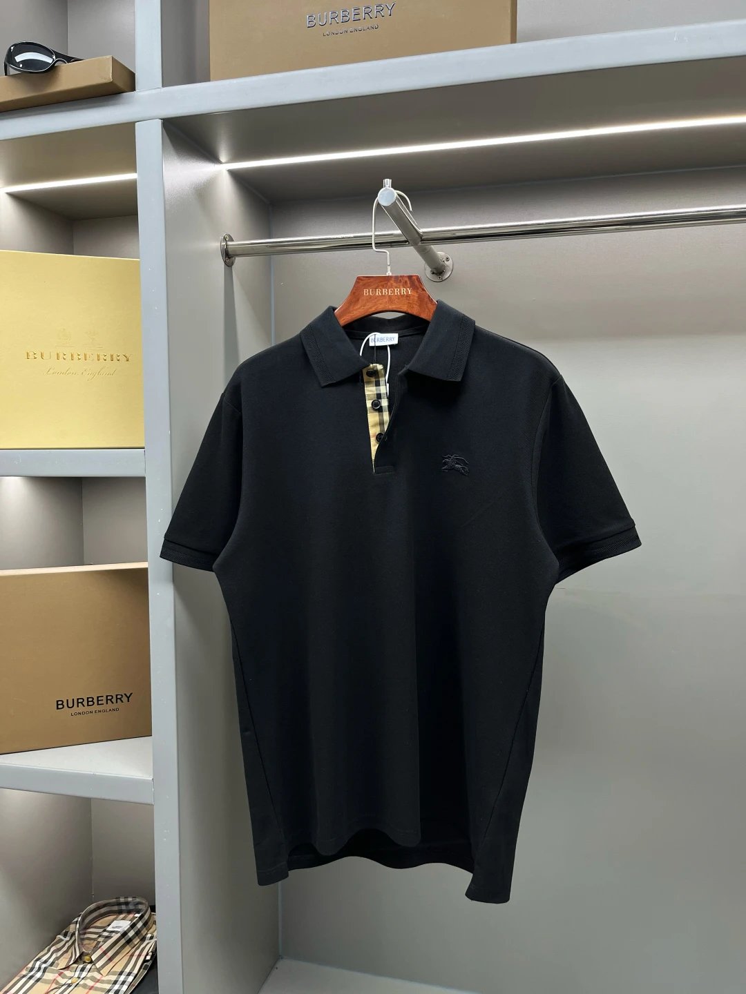 Burberry T-shirt Micro-label Embroidered Piqué Cotton POLO Shirt Lapel Short Sleeve25ss New Unisex Short Sleeve OS Loose T Business Half Sleeve Shirt Plus Size T-Shirt