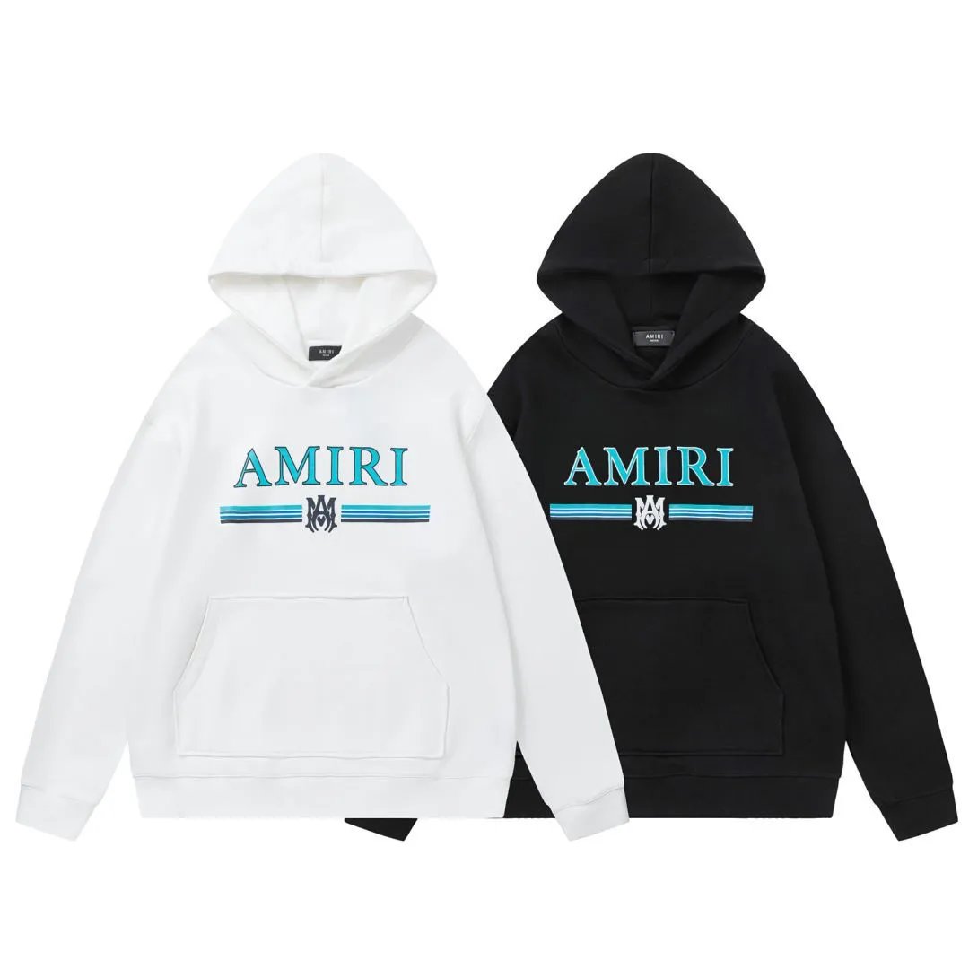 Amiri Hoodie 2024Autumn and Winter New Logo Badge Letter Print Pattern Hooded Sweater for Men and Women