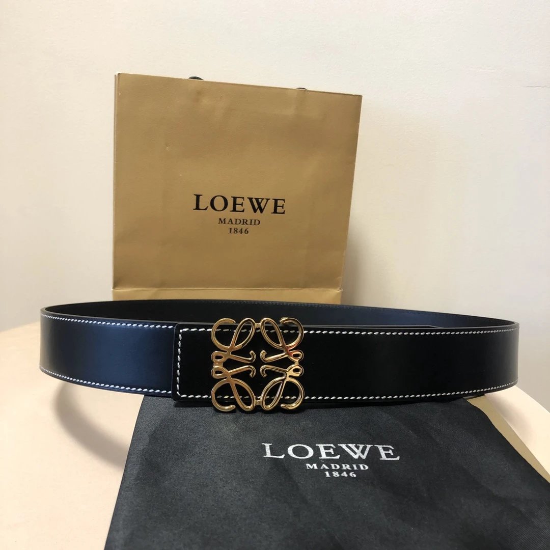 LOEWE Belt Top version Belt Genuine Cattlehide Leather Surface Original Single Original Single Double-Sided First Layer Original Cowhide3.8Men's Leather Belt Man's Belt Men's Belt Business Casual Pants Belt Men's Business Casual Belt Belt Men's High-End B