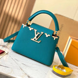 Louis Vuitton LV Women's Bag Top version 【Real Original Version Hardware】M23330M23331M23332Mini Black Corolla CapucinesFlowerCrown Handbag Is Full Grain Taurillon Leather Embellishment Monog Leather Bag mini Handbag