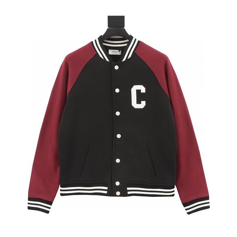 Celine Jackets 24Fw Applique Letters Colorblock Baseball Uniform Coat for Men and Women