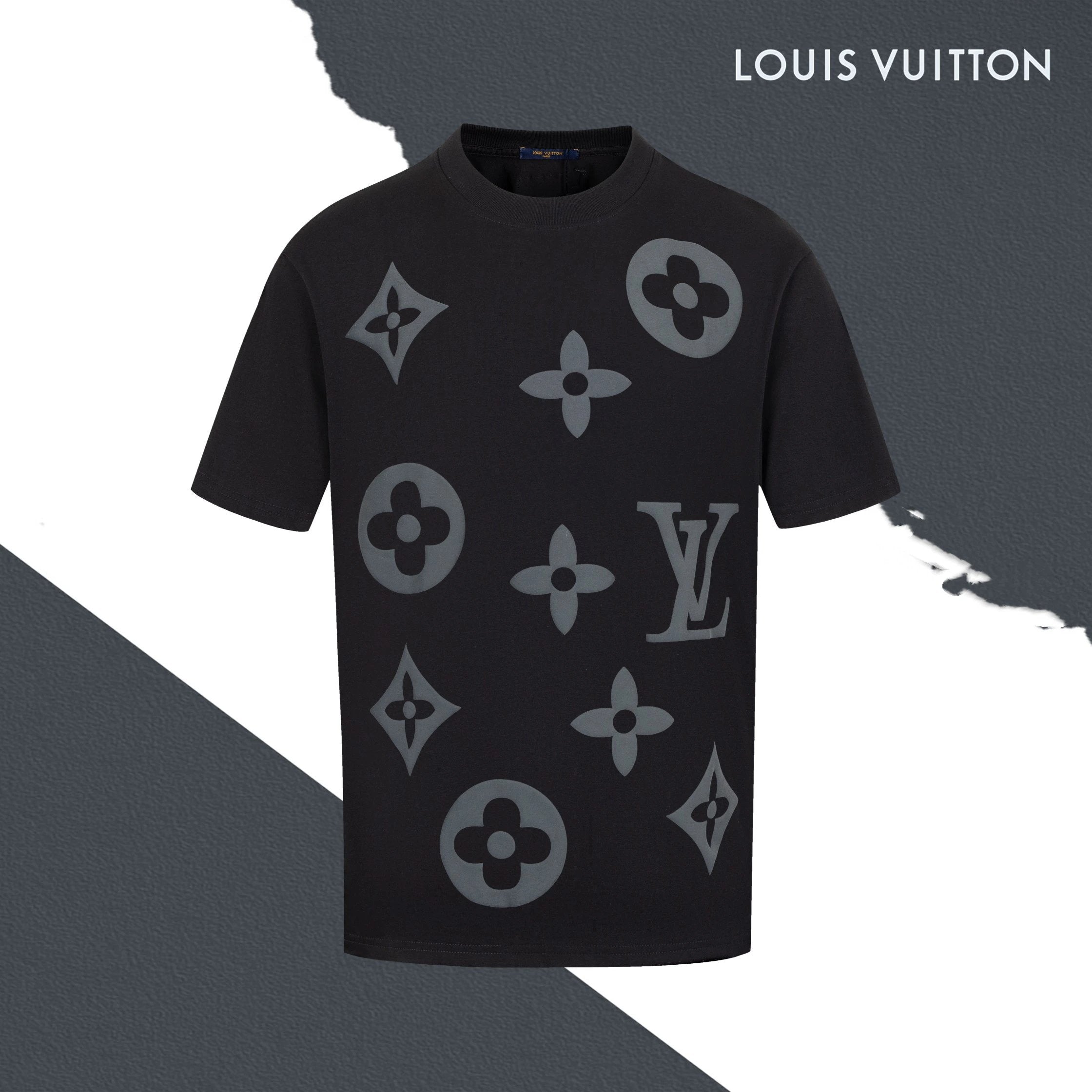 Louis Vuitton LV T-shirt Full-body Foam Old Flower Print logo round Neck Short Sleeve25ss New Pure Cotton Unisex Style T T-shirt OS Loose Fit Base Shirt Top Half Sleeve T-Shirt