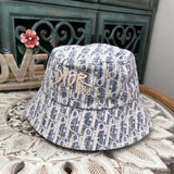 Dior Hat Full Letter Print Jacquard logo Fisherman Hat Casual Sun Protection UV Protection Plain Face Covering Sun Hat Outdoor Versatile Flat Top Bucket Hat