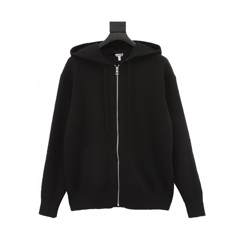 LOEWE Jackets Back Relief Zipper Hooded Sweater for Men and Women