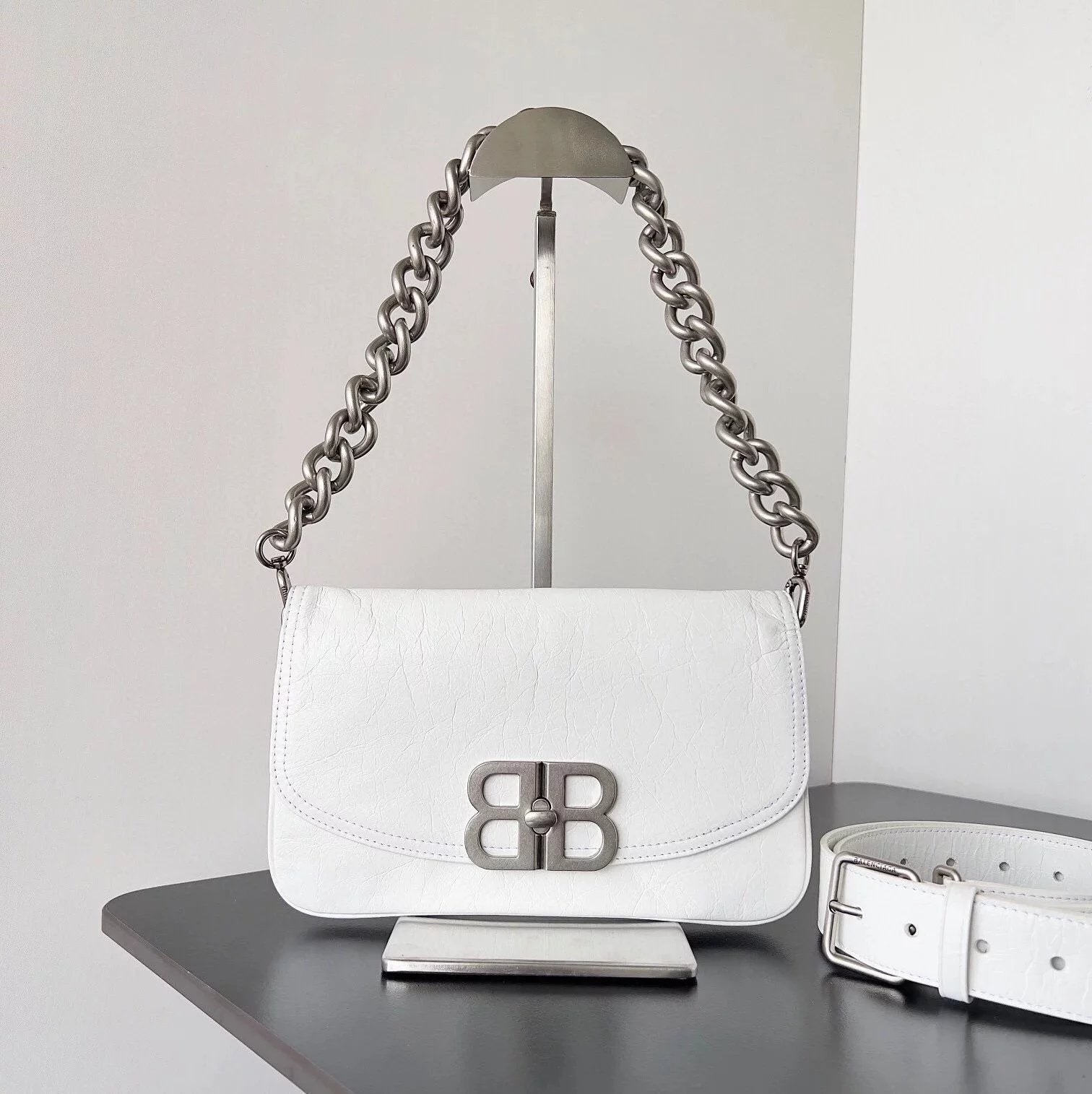 Balenciaga Bag Top version 【Counter Original】23fall的BBsoft Original Imported Calfskin Chain Bag Shoulder Underarm Messenger Bag Fashion Leisure Commute Women's Bag