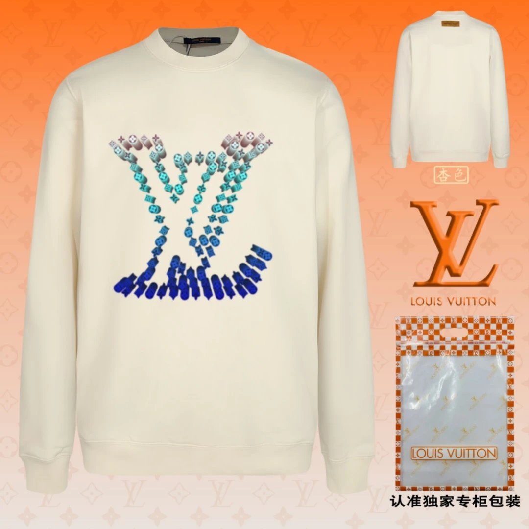 Louis Vuitton LV Hoodie Large chest logo Printed Crew Neck Sweatshirt Long Sleeve Base Shirt Jacket Top Fashion Unisex Sports Casual OS Loose Fit Versatile New Autumn Winter Collection